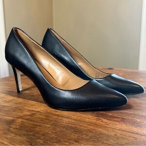 Calvin Klein Kristin Nappa Black Leather Heels Size 8.5